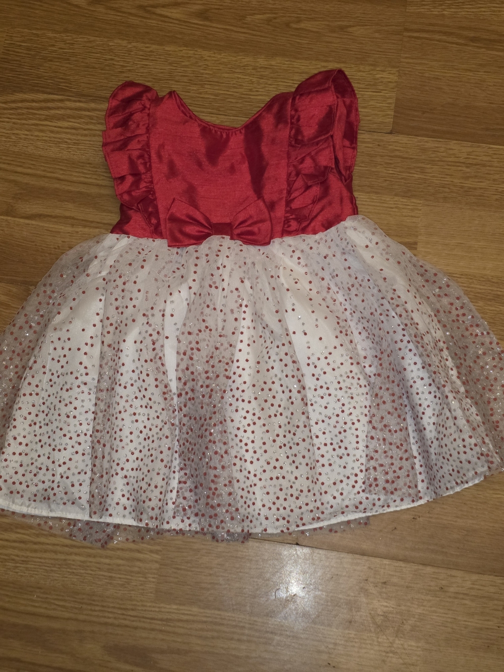 Mia & Mimi Girls Red and White Sparkle Tulle Party Dress